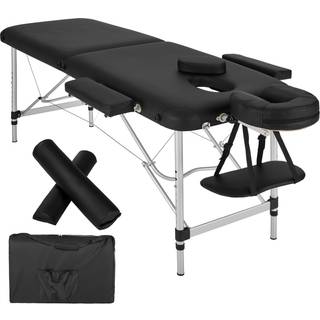 Massagebriks med 2 zoner, polstring, massageruller og aluminiumsstel - sort