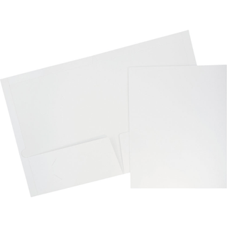 JAM PAPIR Lamineret to lommer blank skolemapper - Letter St?rrelse - H?jglans hvid - 6/Pak