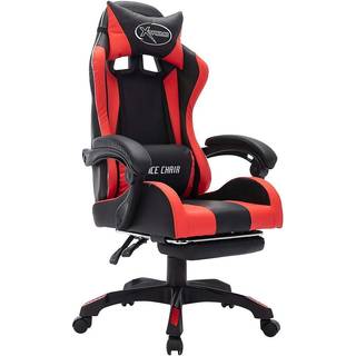 gamingstol m. LED-lys RGB-farver kunstlæder rød og sort