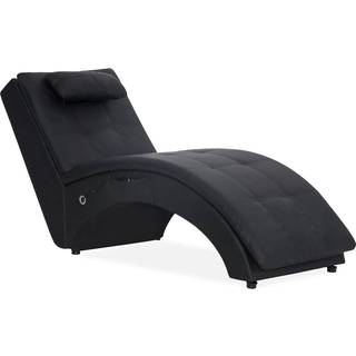 chaiselong med massagefunktion og pude kunstlæder sort