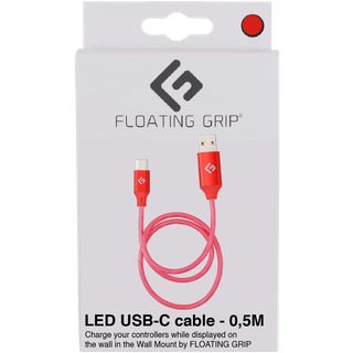 Floating Grip 0,5M LED USB-C-kabel, rød ➞ På lager - klar til levering