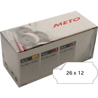 Meto Prisetiketter Aftag. 26x12, hvid, 6 rl
