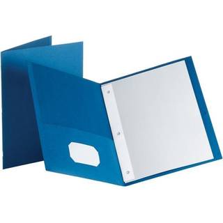 Oxford To-lommer portef?ljer m/fastg?relsesmiddel Bl? bogstavst?rrelse 10 pr. Pakke (57772)