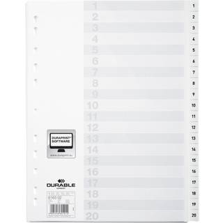 Durable register A4 hvid med sorte tal 1-20