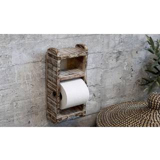Chic Antique - Toiletrulleholder - Rustik i træ - 30x15x10 cm