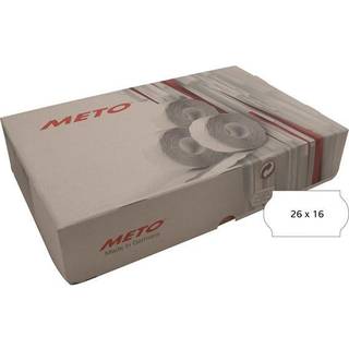 Meto etiket 26x16mm permanent hvid, 1200 stk