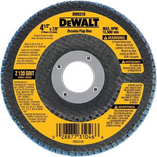 Dewalt DW8310 4-1/2 """" X 7/8 """" 120 Grit Zirconia Angle Grinder Flap Disc