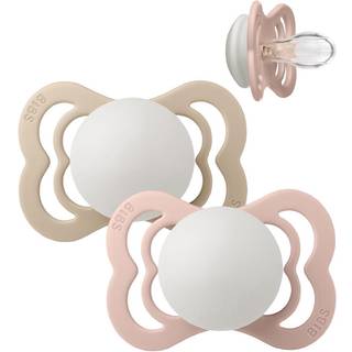 Bibs Pacifier Supreme Silicone Size 1 Blush Glow/Vanilla Glow (2 stk)