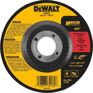 DEWALT DW8424 Tynd skærehjul 4-1/2-tommer x .045-tommer x 7/8-tommer pakke med 1