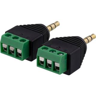 DELTACO 3-pin Terminal block to 3,5mm, 2-Pack, Screw fix, 3,5mm male
