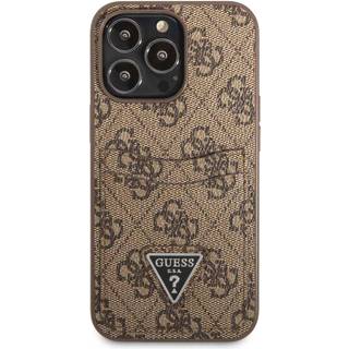 Guess 4G Triangle Logo cover med kortpladstil iPhone 13 Pro / 13 - Brun