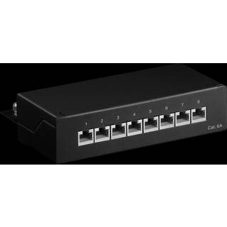 CAT 6a STP skærmet patch panel, 8 port | Sort | PRIS-MATCH