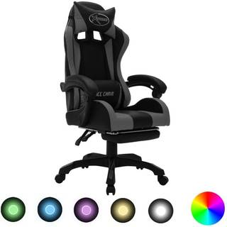 gamingstol m. LED-lys RGB-farver kunstlæder grå og sort
