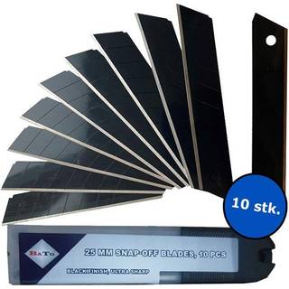 BATO Knivblade bræk-af 25 mm. 10 stk. pk Black Finish ultra skarp. (6134)