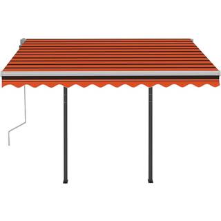 markise m. LED-lys 3x2,5 m manuel betjening orange og brun