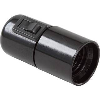 Fatning E27 M10 med afbryder glat sort