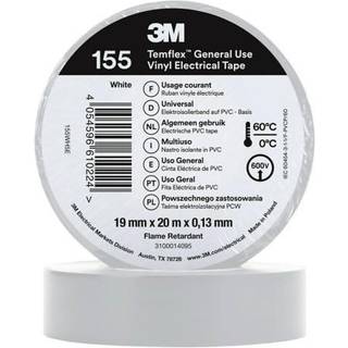 Temflex 155 el-vinyltape 19mm×20m hvid
