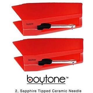 Boytone Pack of 2 Sapphire Tipped Ceramic Replacement Needle for Turntables Red