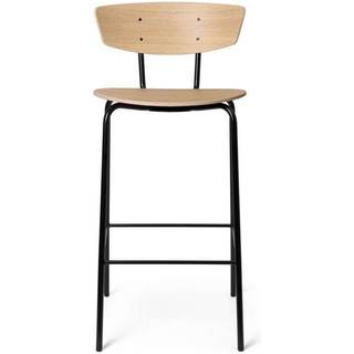Ferm Living Herman Barstol Med Fodstøtte H87 Cm Hvidolieret etræ / Sort Med Fodstøtte. - Stole efinér Eg - 1104265494