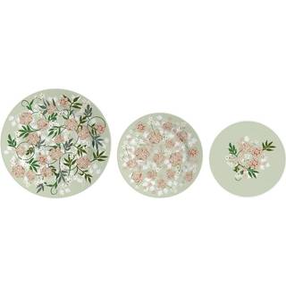 Flad Plade DKD Home Decor Porcelæn Traditionel 27 x 27 x 3 cm 18 Dele