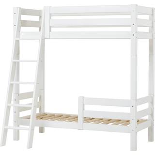 Hoppekids ECO Luxury - Høj Etageseng - 70x160 cm. - To Sengeheste og Skrå Stige - Hvid