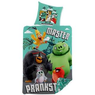 Sengetøj 140x200 cm - Angry Birds sengesæt - Vendbar sengetøj til børn - 100% bomuld