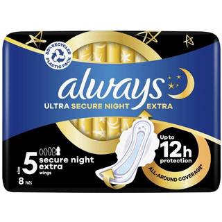 Always Ultra Size 5 Secure Night Extra - 8 stk