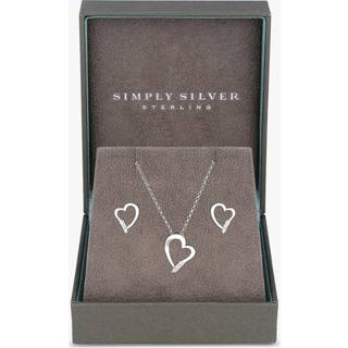 Simply Silver 925 Cubic Zirconia Hjerte'sæt - GaveæskeEn