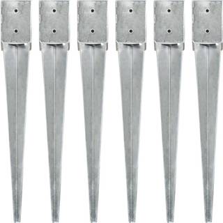jordpløkker 6 stk. 10 x 10 x 76 cm galvaniseret stål sølvfarvet