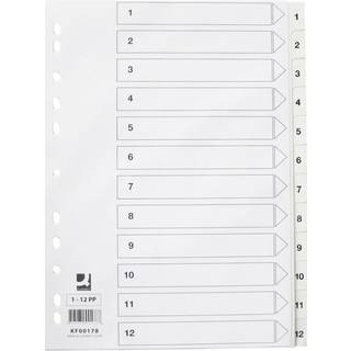 10 x Q-connect register i A4 1-12 i plast i farven hvid