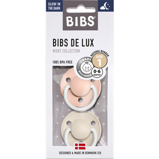 BIBS De Lux GLOW Latex Blush/Vanilla 2 pak - Flere størrelser