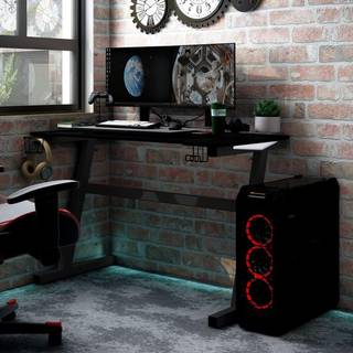gamerbord med LED og Z-formede ben 90x60x75 cm sort