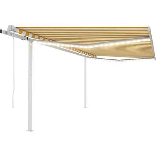 markise m. LED + vindsensor 4x3,5 m automatisk gul og hvid