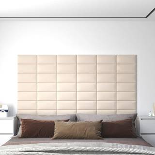 vægpaneler 12 stk. 30x15 cm 0,54 m² fløjl cremefarvet