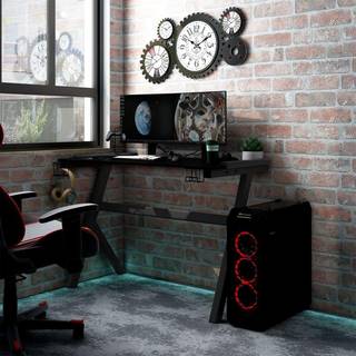 gamerbord med LED-lys og Y-formede ben 90x60x75 cm sort