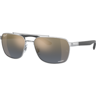 Ray - Ban Mand RB3701 003/J0 Solbriller Stål Sølv Blå Firkantet Polariseret Spejl