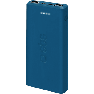 SBS Powerbank m. 2x USB-A & 1x USB-C 10W - 10.000 mAh - Blå