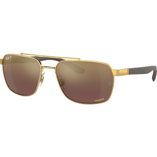 Ray - Ban Mand RB3701 001/6B Solbriller Stål Guld Violet Firkantet Polariseret Spejl