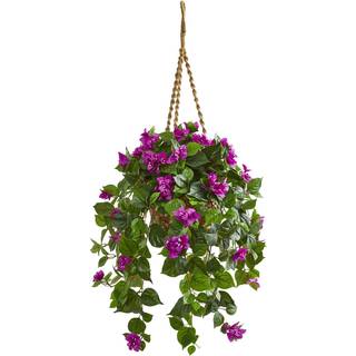 Næsten naturlig bougainvillea kunstig kurv silkeplanter lilla