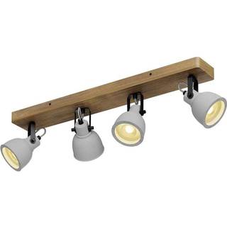 Lindby Spot Mitis, 70 cm, 4 lyskilder, grå, træ, beton, GU10