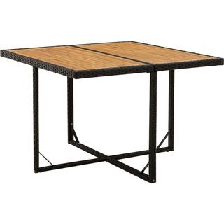 havebord 109x107x74 cm polyrattan og massivt akacietræ sort