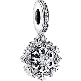 Pandora Sparkling Snowflake Double Dangle Charm - Silver