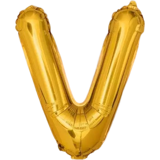 Folieballon Bogstav V Guld 35 cm - Perfekt til Festlig Dekoration &amp; Personlige Budskaber