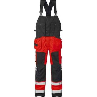 Fristads 101018 Hi Vis håndværker overalls kl.2 1014 / Arbejdsoveralls Rød/sort C156