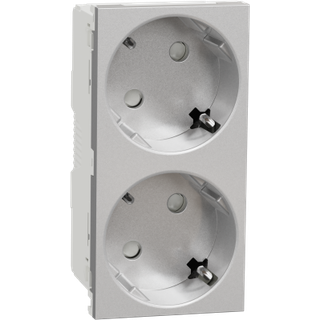 Schneider 2xschuko socket 2p+e screwless alu