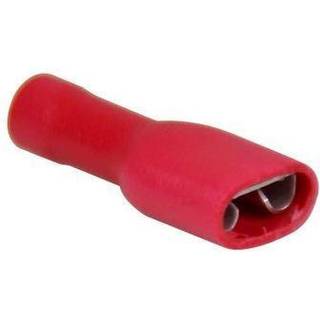 Helisolerede fladstikhylstre, hun, 6.4 x 0.8 mm, passer til kabel 0.5 - 1.5 mm², 10-pack, rød