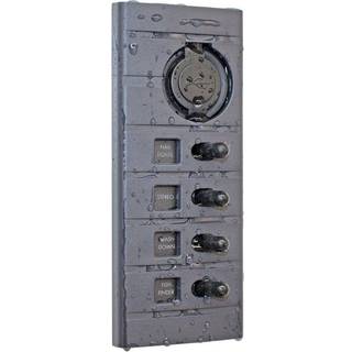 Strømafbryderpanel / sikringspanel Connex Waterproof Switch Panel, 12 V DC, 15 A, 4 afbrydere, med fladstiftsikringer, + USB-udtag