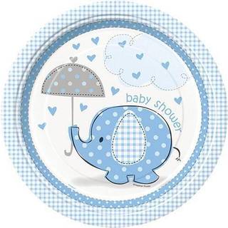 8 stk Paptallerkner Baby Shower lyseblå  - 21,9 cm