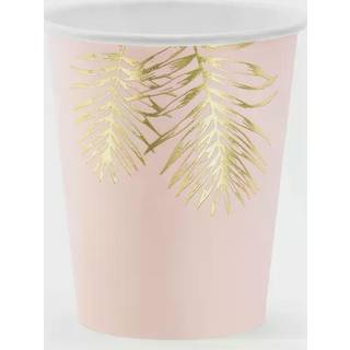 Papir Kopper Pudderlyserød Med Guld Blad 220 Ml.- 6 Stk