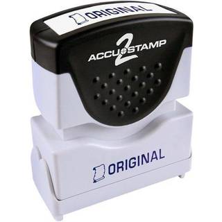 Accu-Stamp2-meddelelsesstempel med lukker 1-farve original 1-5/8 """" X 1/2 """" Impression Pre-blue Blue Ink (035572)